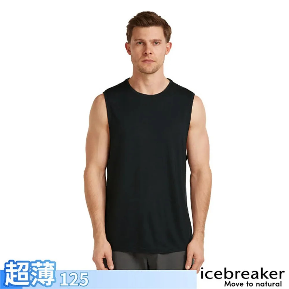 【Icebreaker】男 美麗諾羊毛 Sphere Cool-Lite 坦克背心-125.圓領套頭背心.運動休閒衫/ IB0A57EO-001 黑✿30E010